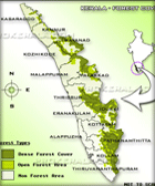 Forest map of Kerala -  Kerala map showing different forest vegetations, types of forest and area under forest cover
