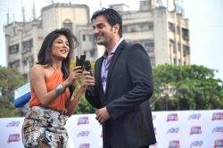 Bollywood actress Chitrangada Singh with actor Arbaaz Khan at Gillete shave event in Mumbai.