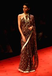 Designer Meera Mujaffar's creation at the Wills Lifestyle India Fashion week in New Delhi on Tuesday 28 Oct 2009.