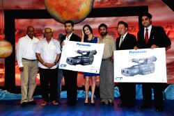 Karan Johar and Dia Mirza promote Panasonic 3-D cameras and LCD at Yashraj.