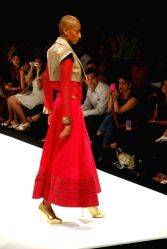 Model walks on the ramp for designer Vijay Balhara at Lakme Fashion Week 2010.