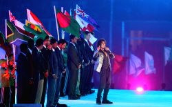 Singer Sonu Nigam performs during the opening ceremony of the ICC Cricket World Cup in Dhaka, Bangladesh on Feb. 17, 2011.