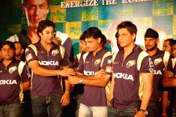 SRK ties up with XXX energy drink for Kolkatta Knight Riders and jersey launch.