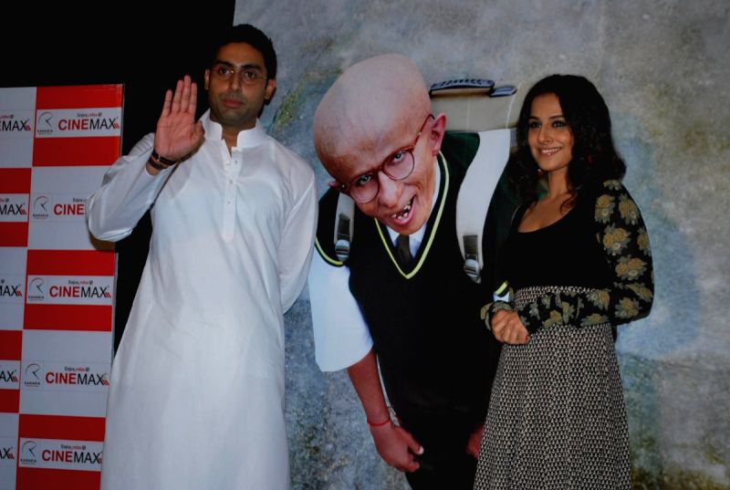 Abhishek Bachchan and Vidya Balan unveiled the first look of movie "Paa" at a media conference held in Mumbai.