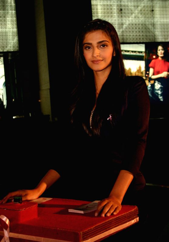 Actress Sonam Kapoor at a Breast Cancer Campaign at the DLF Emporio Mall in New Delhi on Saturday.