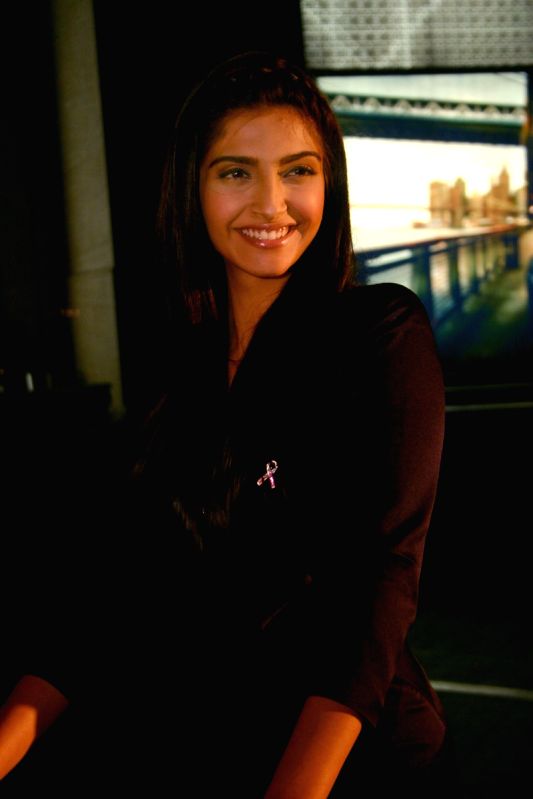 Actress Sonam Kapoor at a Breast Cancer Campaign at the DLF Emporio Mall in New Delhi on Saturday.