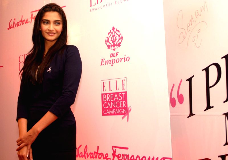 Actress Sonam Kapoor at a Breast Cancer Campaign at the DLF Emporio Mall in New Delhi on Saturday.