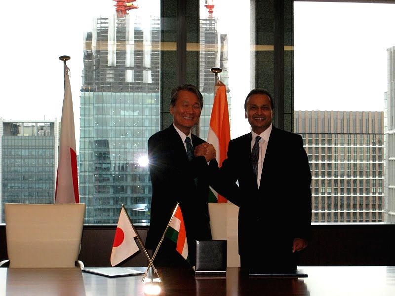 Anil Ambani, Reliance Group chairman with Yoshinobu Tsutsui, president, Nippon Life Insurance