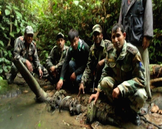 Assam Rifles troopers with the debris of the WW II US aircraft found in northern Tripura : Photo Assam Rifles.