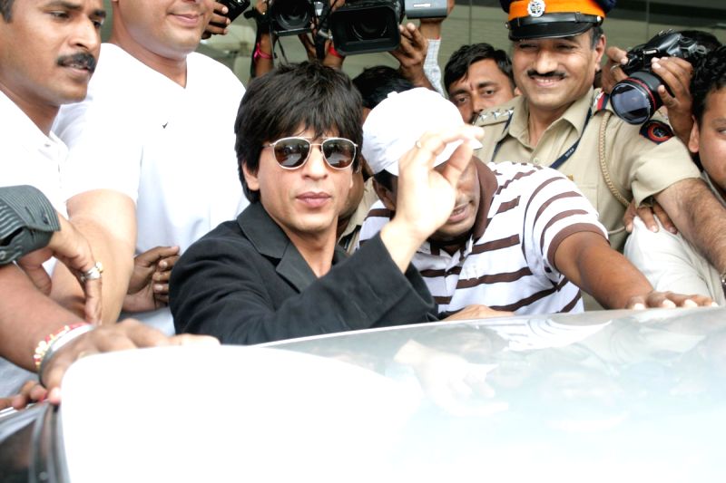 Bollywood superstar Shah Rukh Khan at Mumbai airport after he returned from the US.