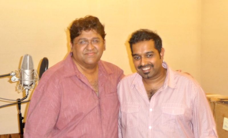 Composer Monty Sharma and Shankar Mahadevan's in the recording studio for the film "Mirch".