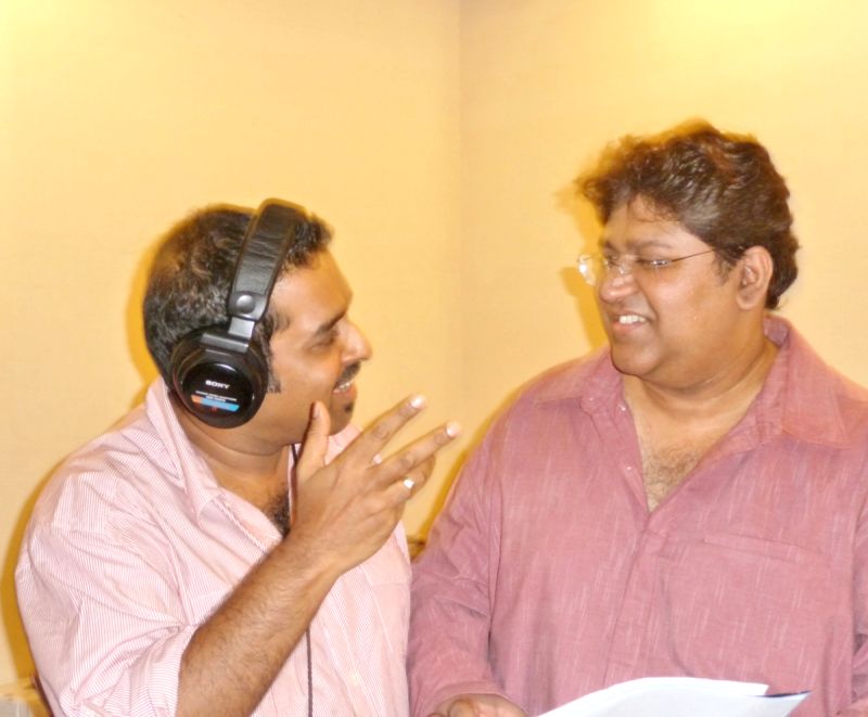 Composer Monty Sharma and Singer Shankar Mahadevan during song recording of an upcoming movie "Mirch".
