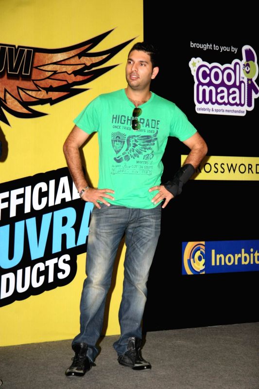 Cricketer Yuvraj Singh official merchandise launch at Inorbit Mall.
