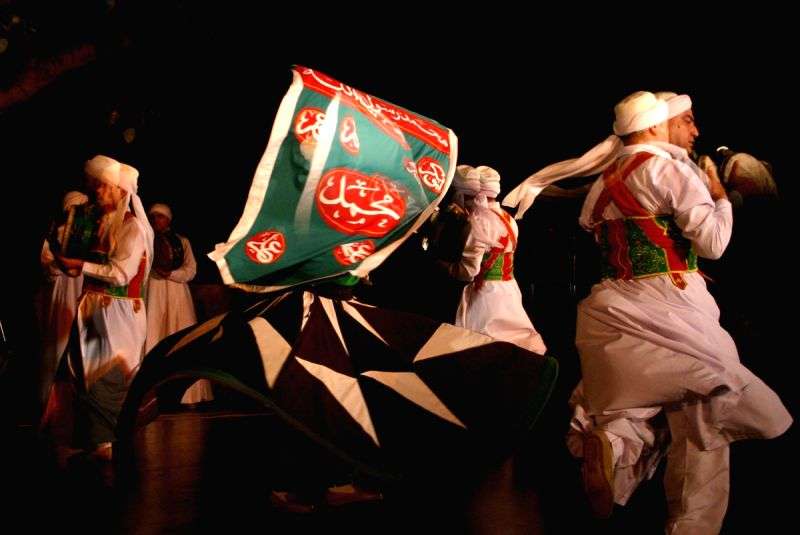 Egyptian folk troupe "Al Tannoura" performing during the International Festival of sacred arts at Indira Gandhi National Centre for Art, in New Delhi on Saturday 6 Mar 2010.