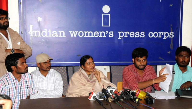 hanged delhi members family in conference press Vemula's Radhika