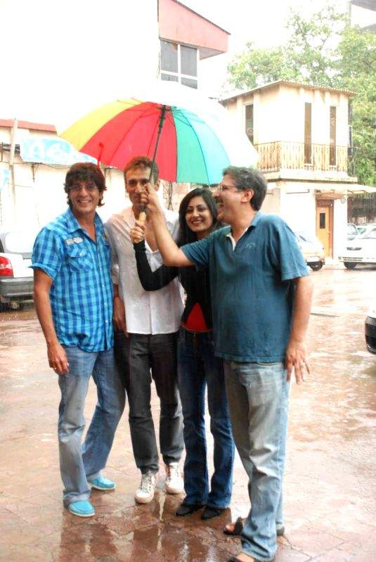 (From left to Right) Chunky Pandey, Rahul Dev, Rimmi Sen and Pankaj Advani at Sankat City press meet at Andheri, in Mumbai.