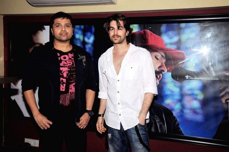 Himesh Reshammiya and Neil Nitin Mukesh record a song at MHADA.