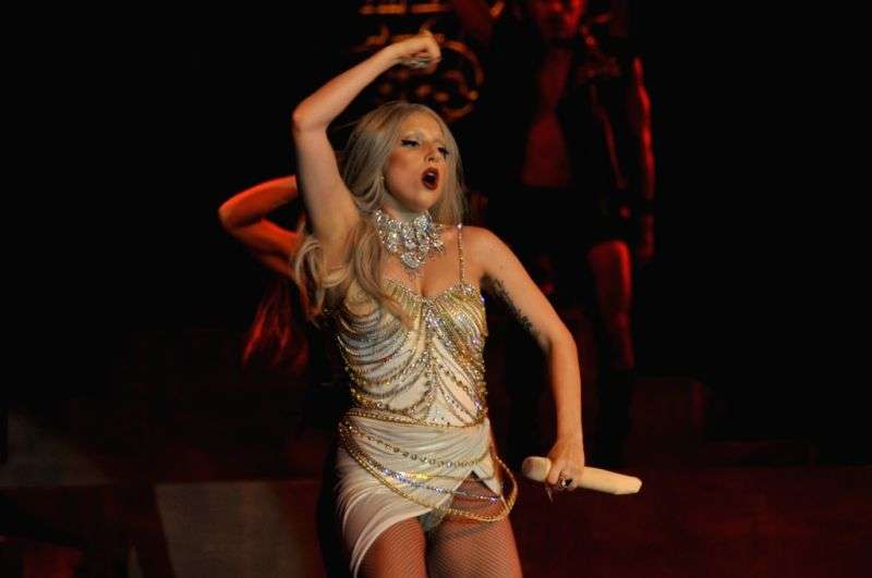 International pop star Lady Gaga in a Tarun Tahiliani creation during her performance in Greater Noida.