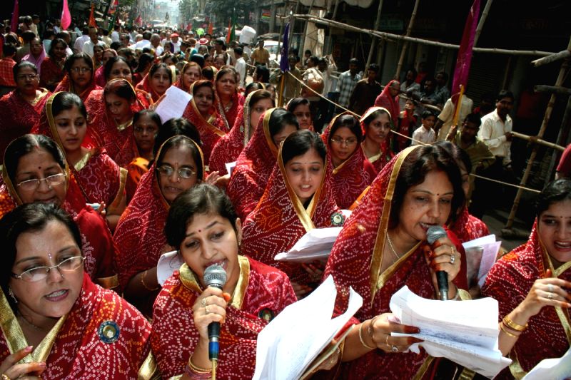 Jain devotees at a rally for their festival in Kolkata on Monday 2nd Nov 09.