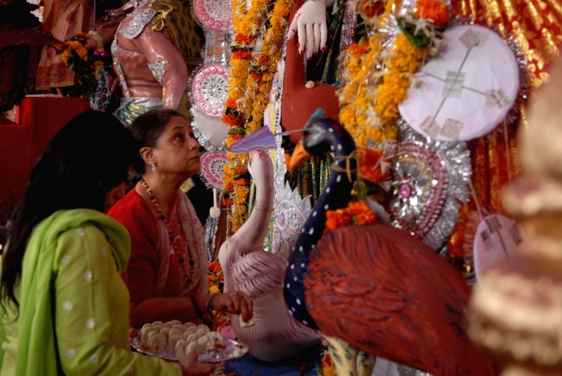 Jaya Bachchan attends last day of Durga Pooja.
