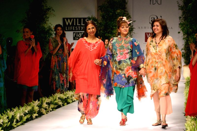 Jayaprada on the ramp during "The Ashima and Leena Show" at the Wills Lifestyle India Fashion Week in New Delhi on Saturday 24 Oct 09.