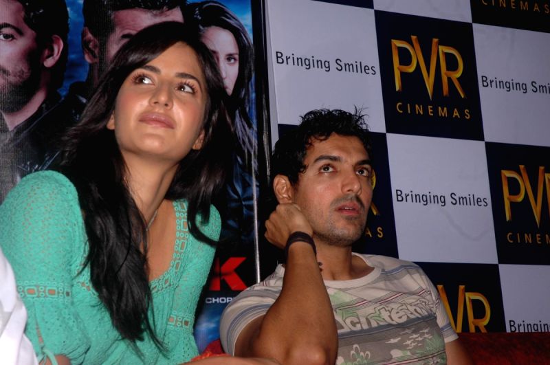 Katrina Kaif and John Abraham at Mumbai's Phoenix Mills to promote their film "New York".