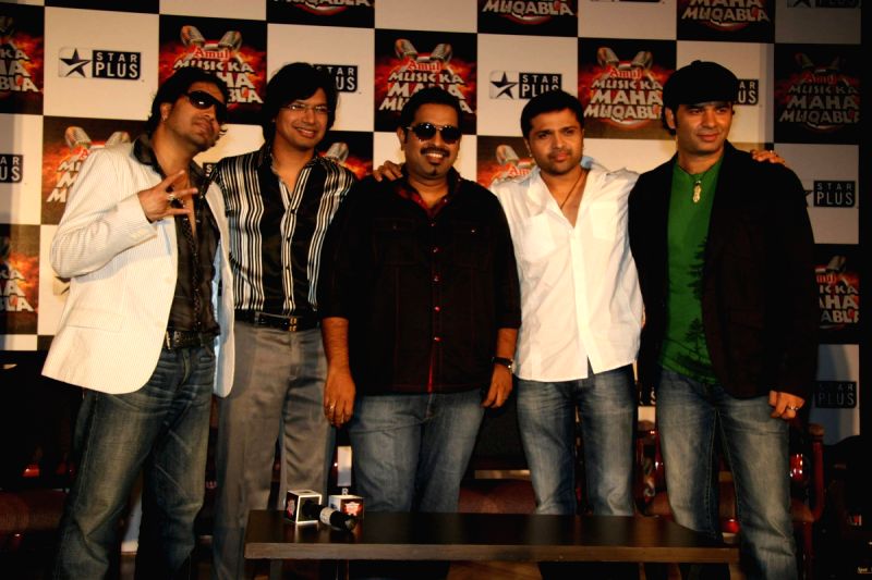 Mika Singh, Shaan, Shankar Madadevan and Himesh Reshammiya at "Music Ka Maha Muqabla Show Launch" at Hyatt Regency.