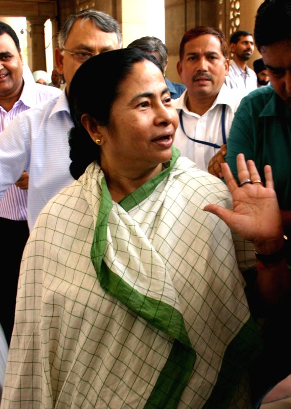 Minister of Railways, Kumari Mamata Banerjee after presentation of Railway Budget 2009-10 at Parliament House on Friday in New Delhi 3 july 2009.