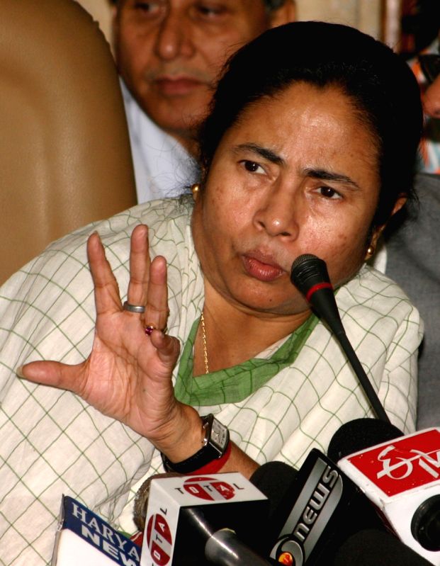 Minister of Railways, Kumari Mamata Banerjee at a press conference after presentation of Railway Budget 2009-10. at Parliament House in New Delhi on Friday 3 july 2009.