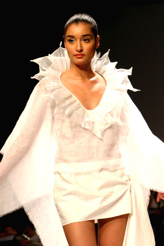 Model walk on the ramp for designer Wendell Rodricks wills lifestyle India fashion week in New Delhi on Saturday.