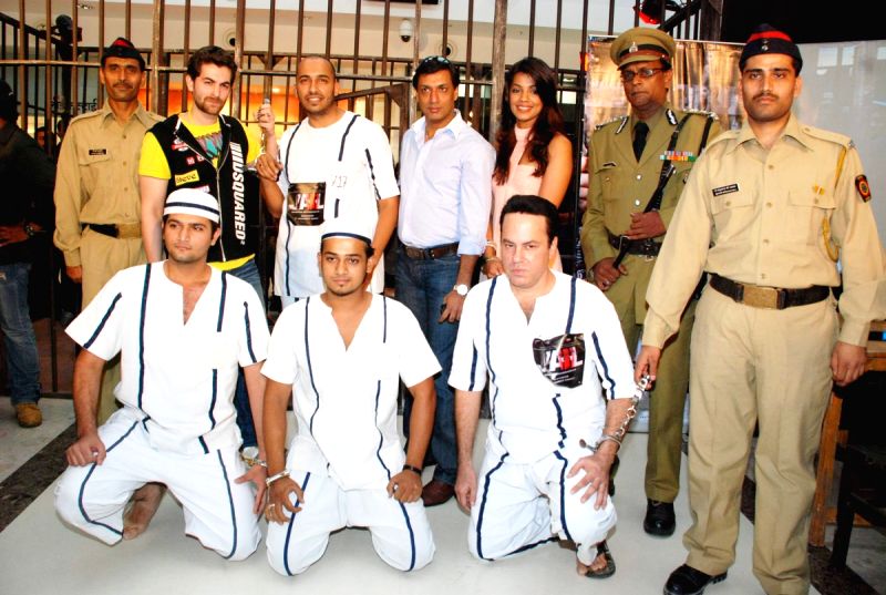 Neil Nitin Mukesh, Madhur Bhandarkar and Mugdha Godse at "JAIL" promotional event, Oberoi Mall in Mumbai.