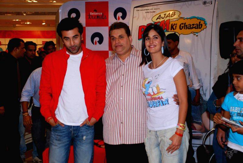 Ranbir Kapoor, producer Ramesh Taurani and Katrina Kaif promote their film "Ajab Prem ki Gazab Kahani" at Reliance Trends.