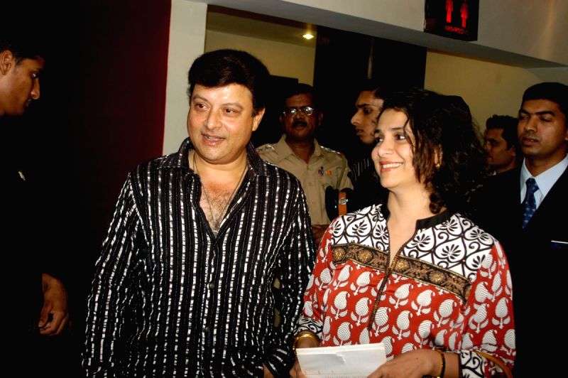 Sachin and Supriya at the premiere of film "Ekaant" at Juhu, Mumbai.