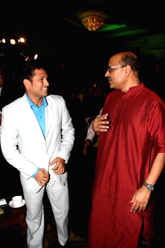 Sachin Tendulkar at Harsha Bhogle's book launch at Taj Land's End, in Mumbai.