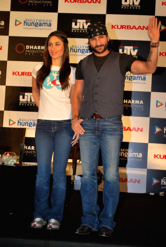 Saif Ali Khan and Kareena Kapoor at press meet for Kurbaan at JW Marriott.