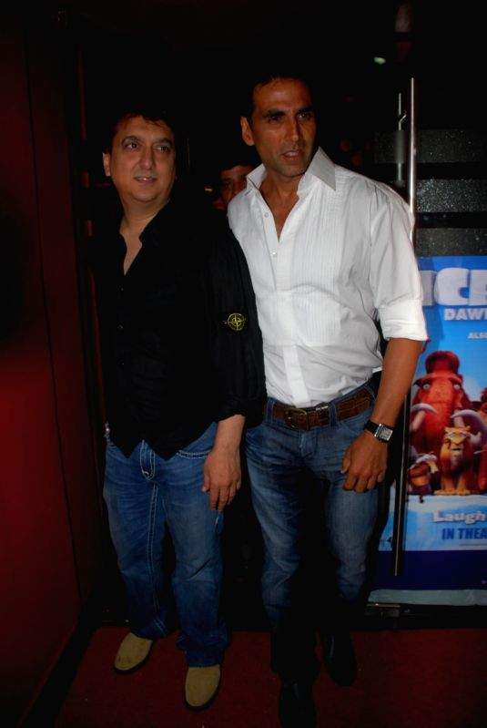 Sajid and Akshay Kumar at Kambaqt Ishq special screening at PVR, in Mumbai.