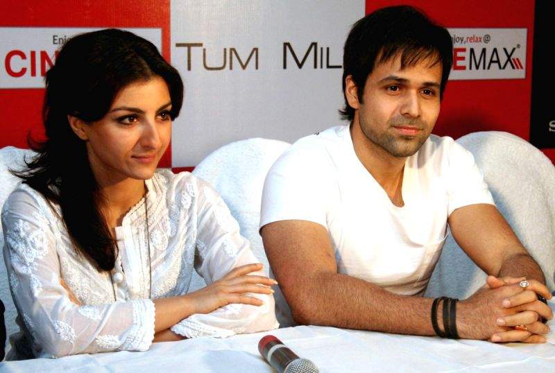 Soha Ali Khan and Imran Hasmi in the press meet of their new film 'Tum Mile' in a city multiplex in Kolkata on Friday.