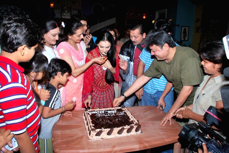STAR PLUS TV show 'Humari Devrani' all star cast celebrating Bhakti’s birthday at Jogeshwari, in Mumbai.
