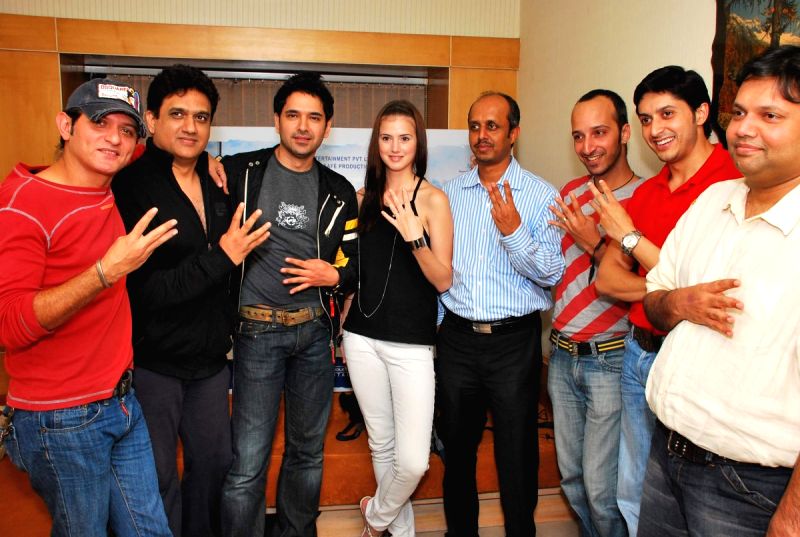 Stars posing for shutterbugs at the promotional shoot of a new movie "3 Nights 4 days" at Oshiwara.