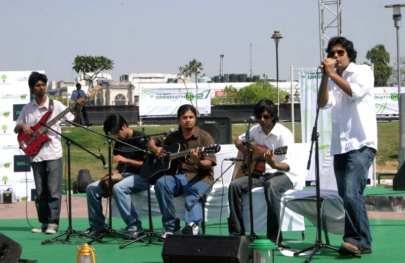 Students at "Green Mela" as a part of Greenathon at Central Park, Connaught Place in New Delhi on Sunday.