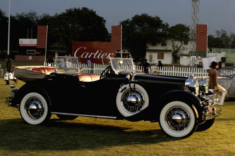 The black-and-silver 1931 Stutz Series M Speedster owned by vintage auto-collector Diljeet Titus, who will drive F1 champ Michael Schumacher in his vehicle at the F1 Drivers' Parade in India Oct 28.
