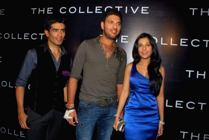 Yuvraj Singh and Amrita Rao at The Collective Show at Palladium in Mumbai.