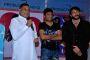 Kripashankar, Raju Srivastav, and Manoj Tiwari at Bhojpuri bash hosted by Front Line Entertainment and M-Series at Four Bungalows, in Mumbai. .