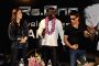 Shahrukh Khan, Akon & Kareena Kapoor pose at a press conference of their forthcoming movie Ra.One held in Mumbai today. Singer Akon is in Mumbai to record a song for Ra.One.
