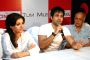Soha Ali Khan, Imran Hasmi and Mahesh Bhatt in the press meet of their new film 'Tum Mile' in a city multiplex in Kolkata on Friday.