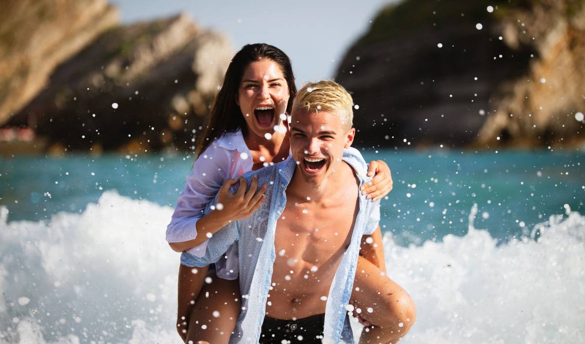 Happy couple in beach