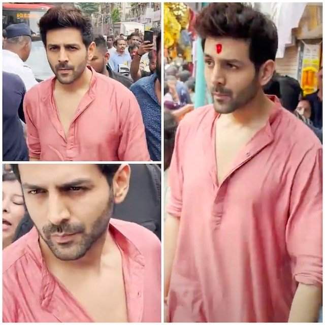 Kartik Aaryan seek blessing on Ganesh Chaturthi, visits Lalbaugcha Raja
