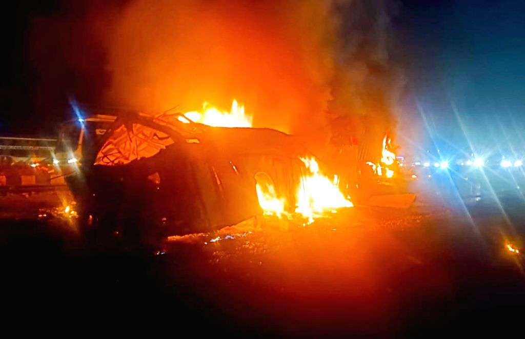 9 Killed as Bus Catches Fire After Truck Collision