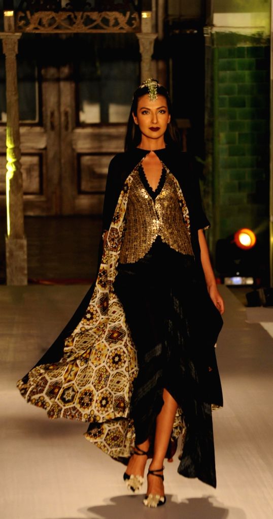 green emerald velvet dress Beige printed jute A line dress
