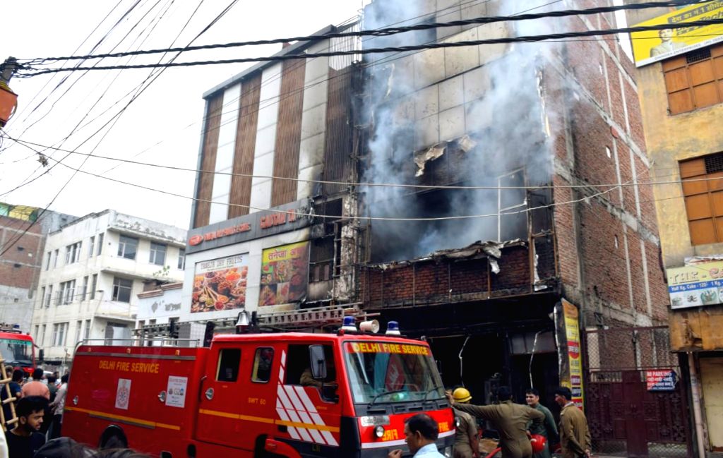 A three-story shop caught fire at Jheel Khurenja